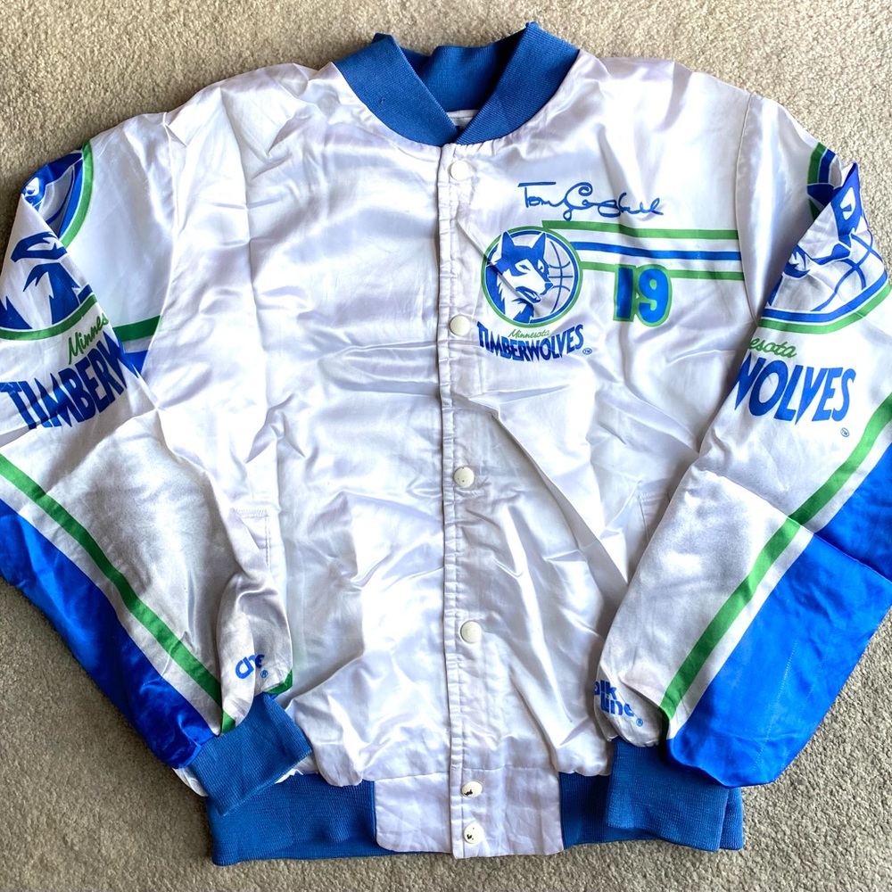 Vintage NBA Minnesota Timberwolves Tony Campbell Chalk Line Fanimation Jacket - Picture 3 of 6